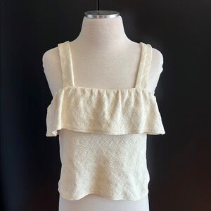 Madewell Cream Cotton Knit Ruffle Tank Top Size Small